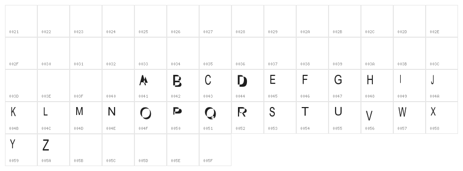 NewSymbolFont Character Map