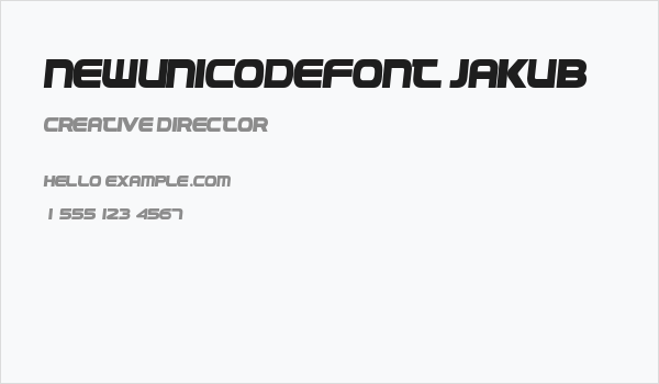 NewUnicodeFont Jakub Business Card