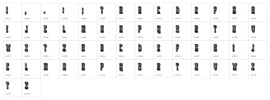 Newlywed Black Regular Character Map