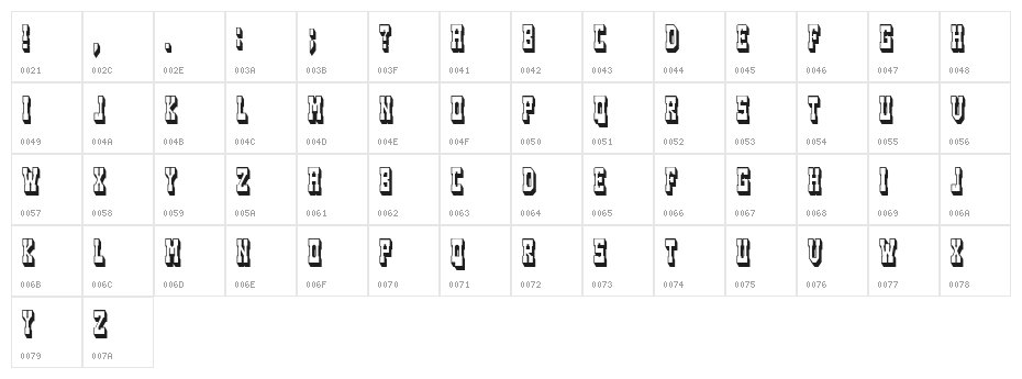 Newlywed Regular Character Map
