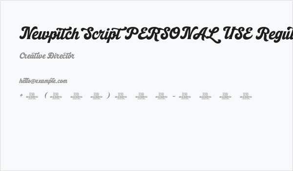 Newpitch Script PERSONAL USE Regular Business Card