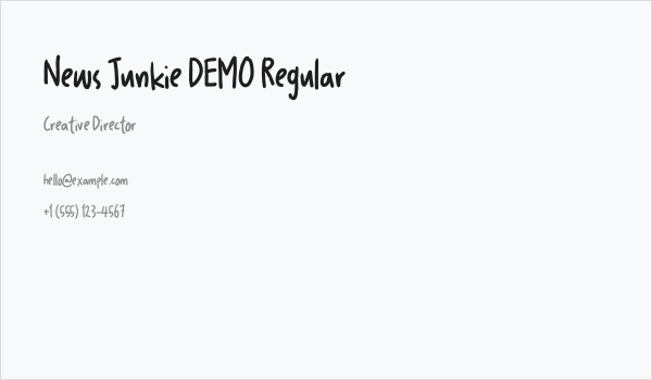 News Junkie DEMO Regular Business Card