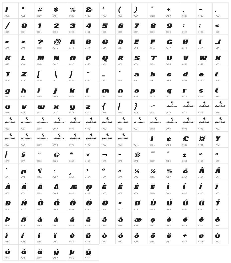 News of the World Wide Italic Character Map