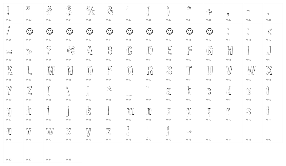 Newside FP Outline Alternate Character Map