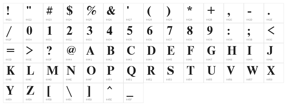 NewtonCTT Bold Character Map