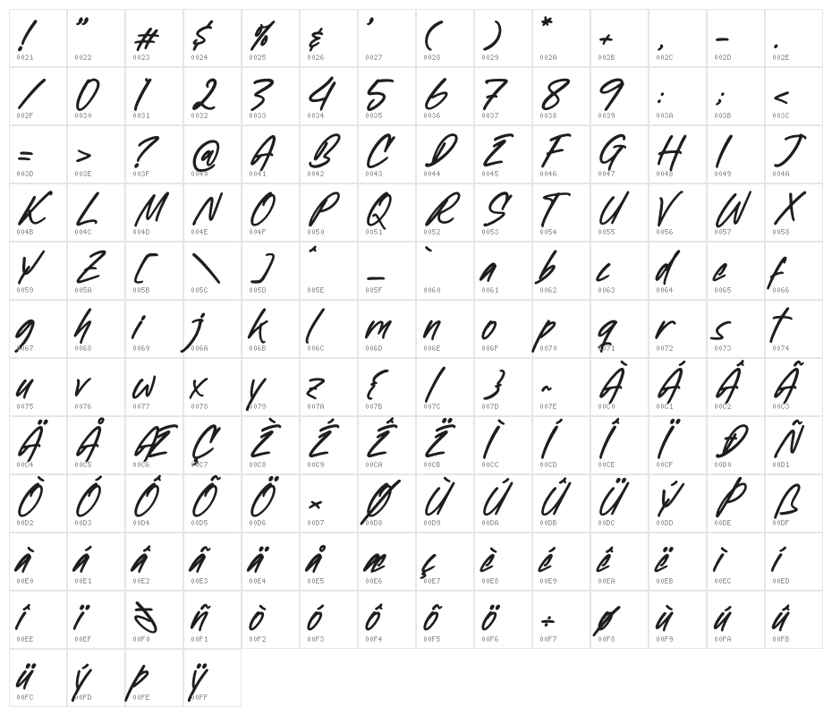 Newtonick Chodes Character Map