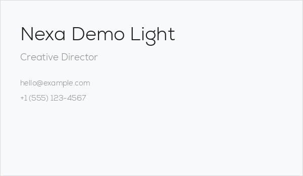 Nexa Demo Light Business Card