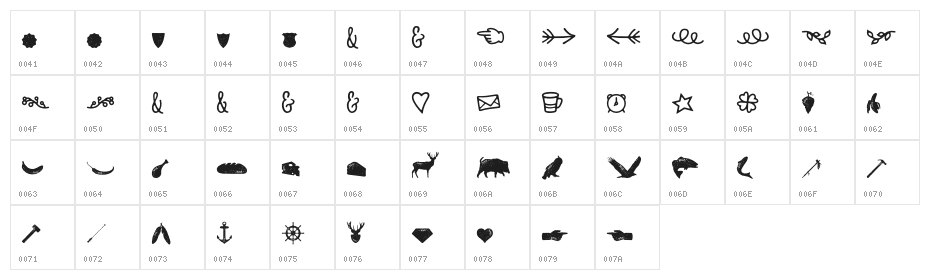 Nexa Rust Extras Free Character Map