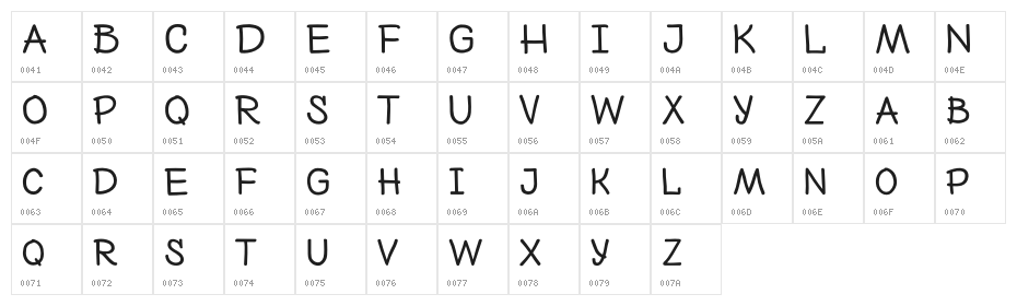 Nexa Rust Handmade Extended Character Map