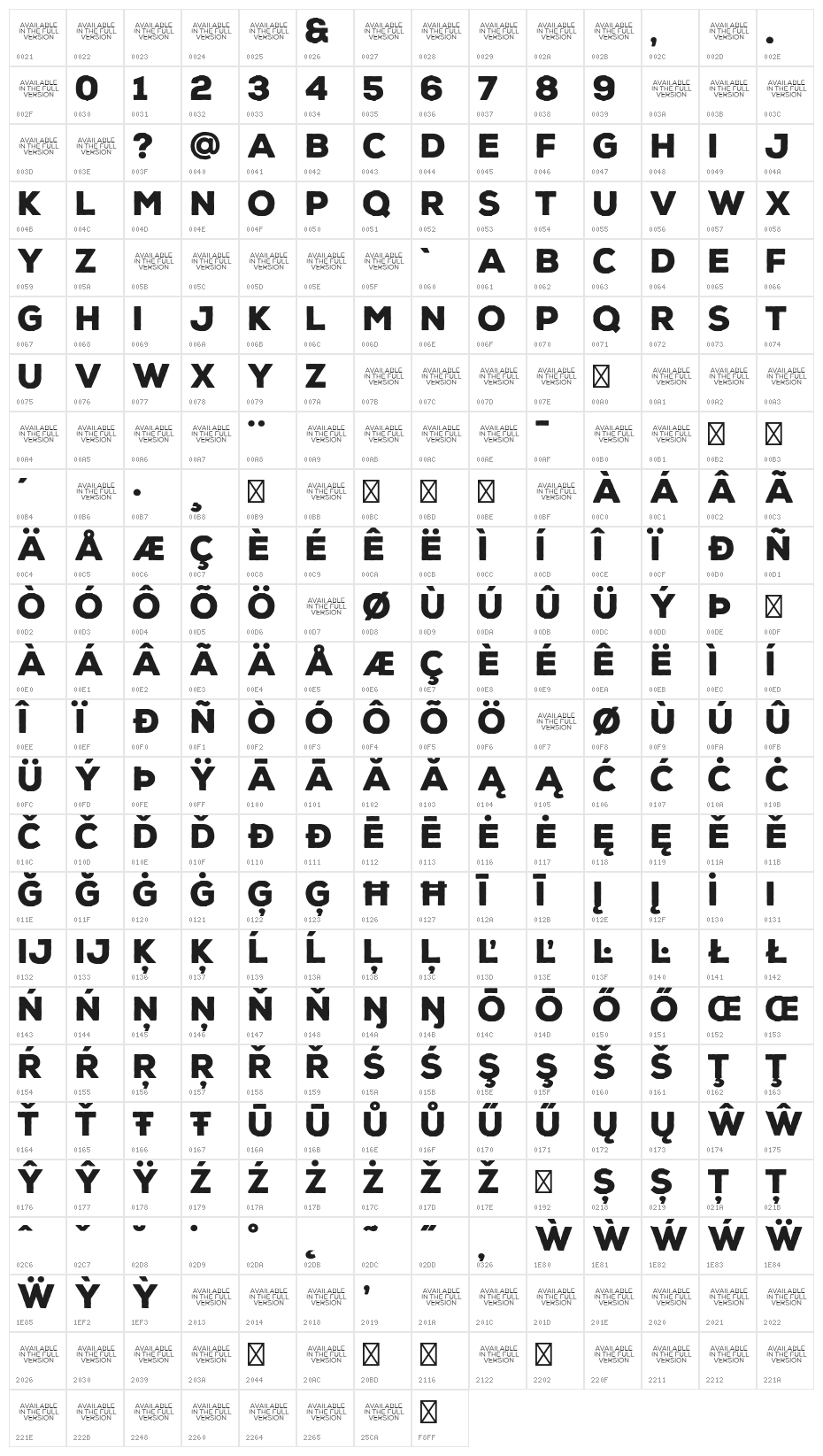 Nexa Rust Sans Demo Black Character Map