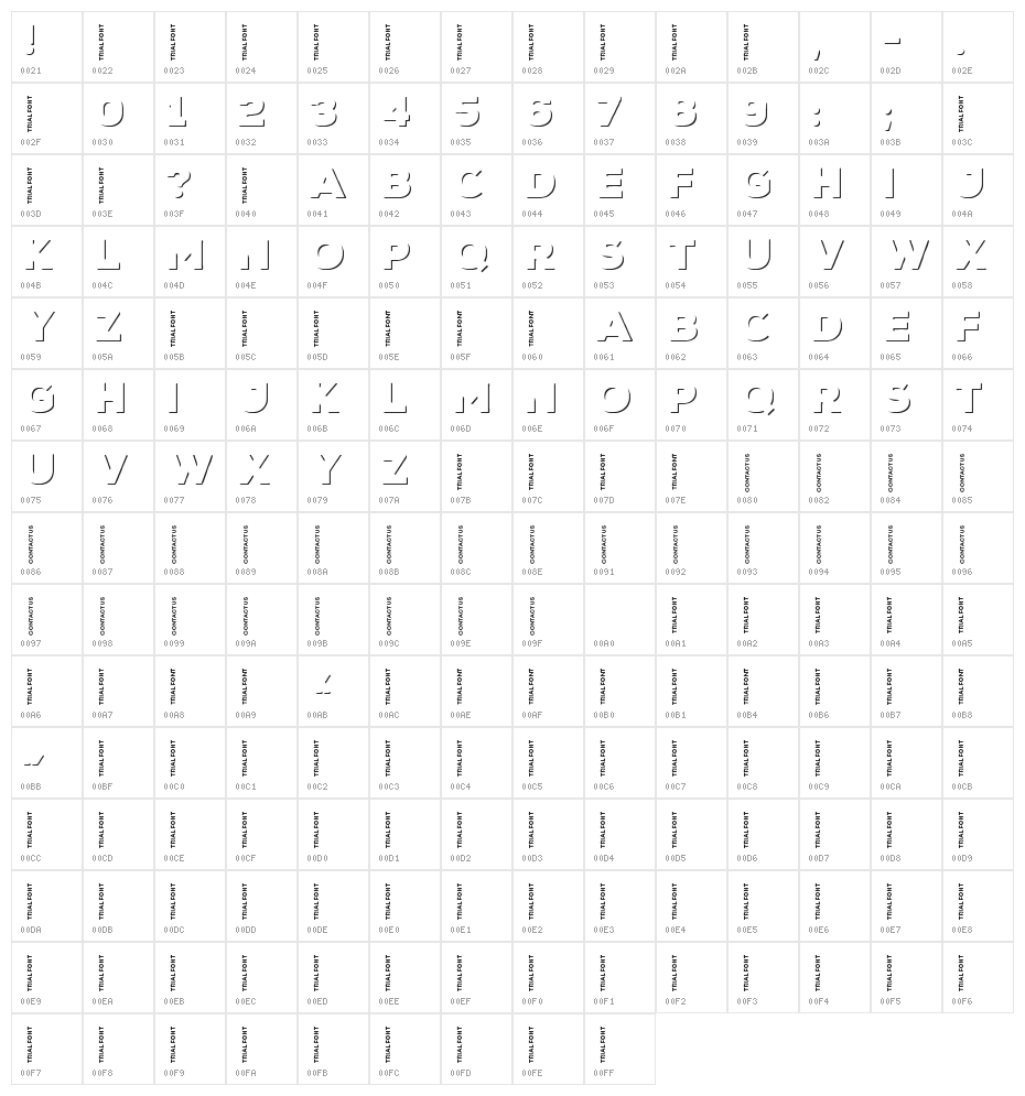 Nexa Rust Sans-Trial Shadow Character Map