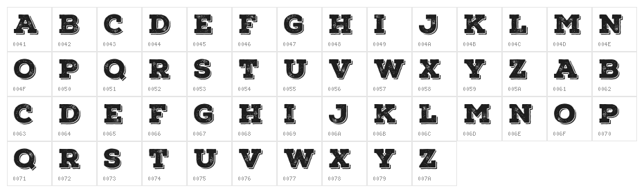 Nexa Rust Slab Black Shadow 01 Character Map