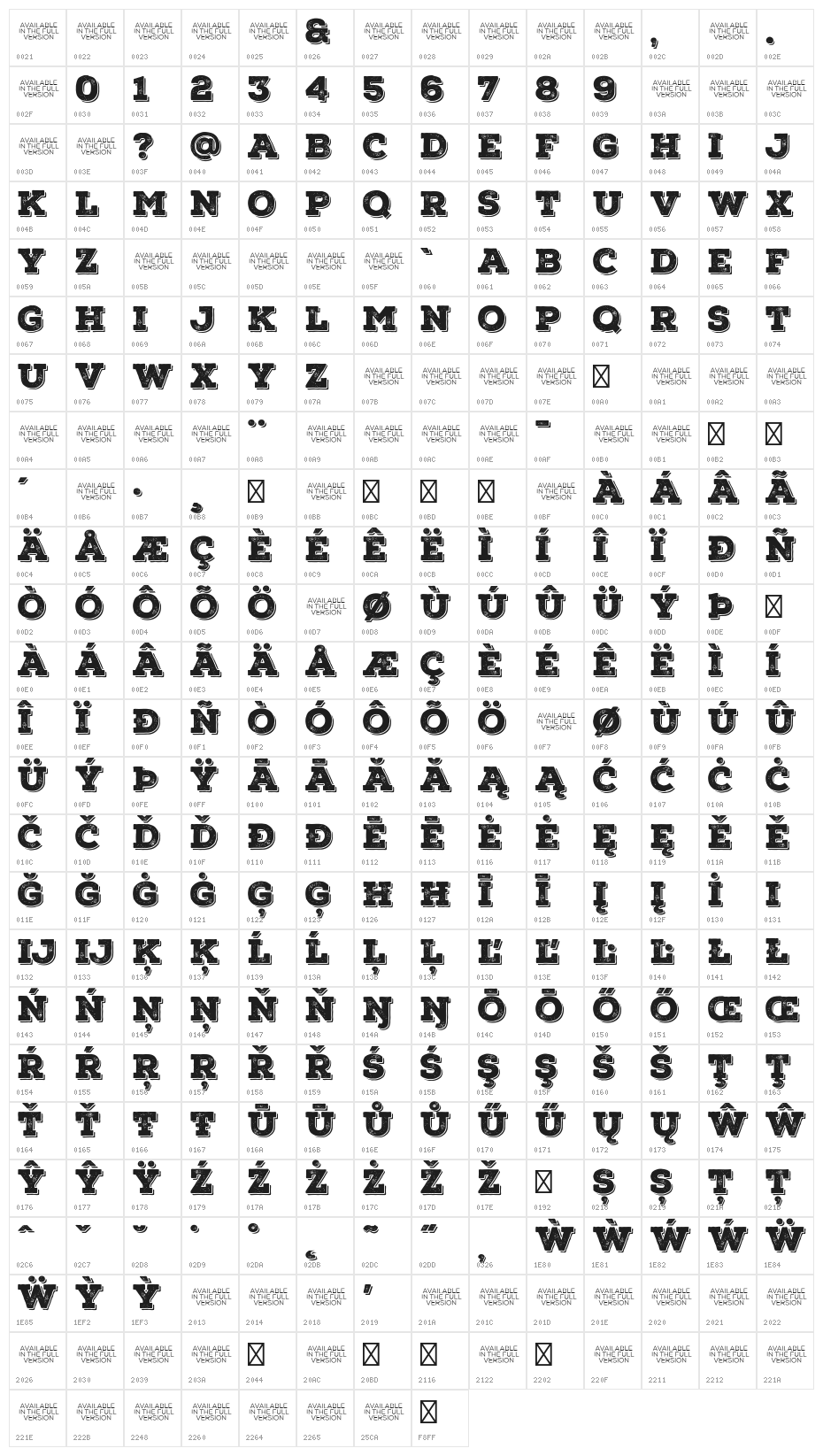 Nexa Rust Slab Demo Black Shadow 1 Character Map