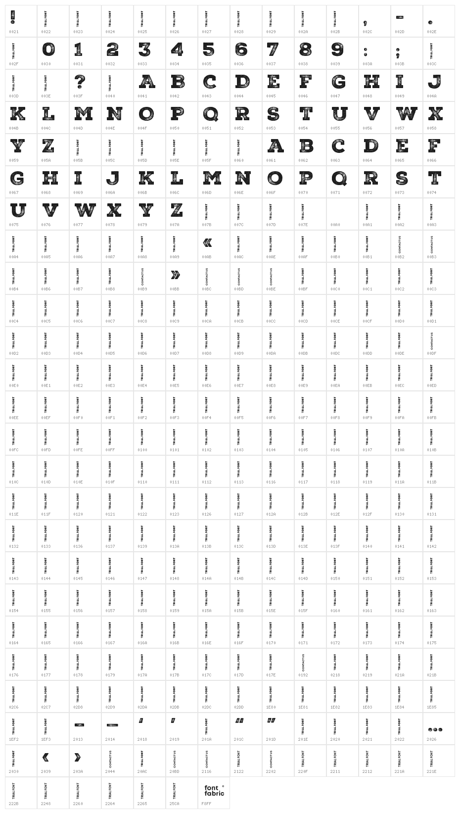 Nexa Rust Slab-Trial Black 3 Character Map