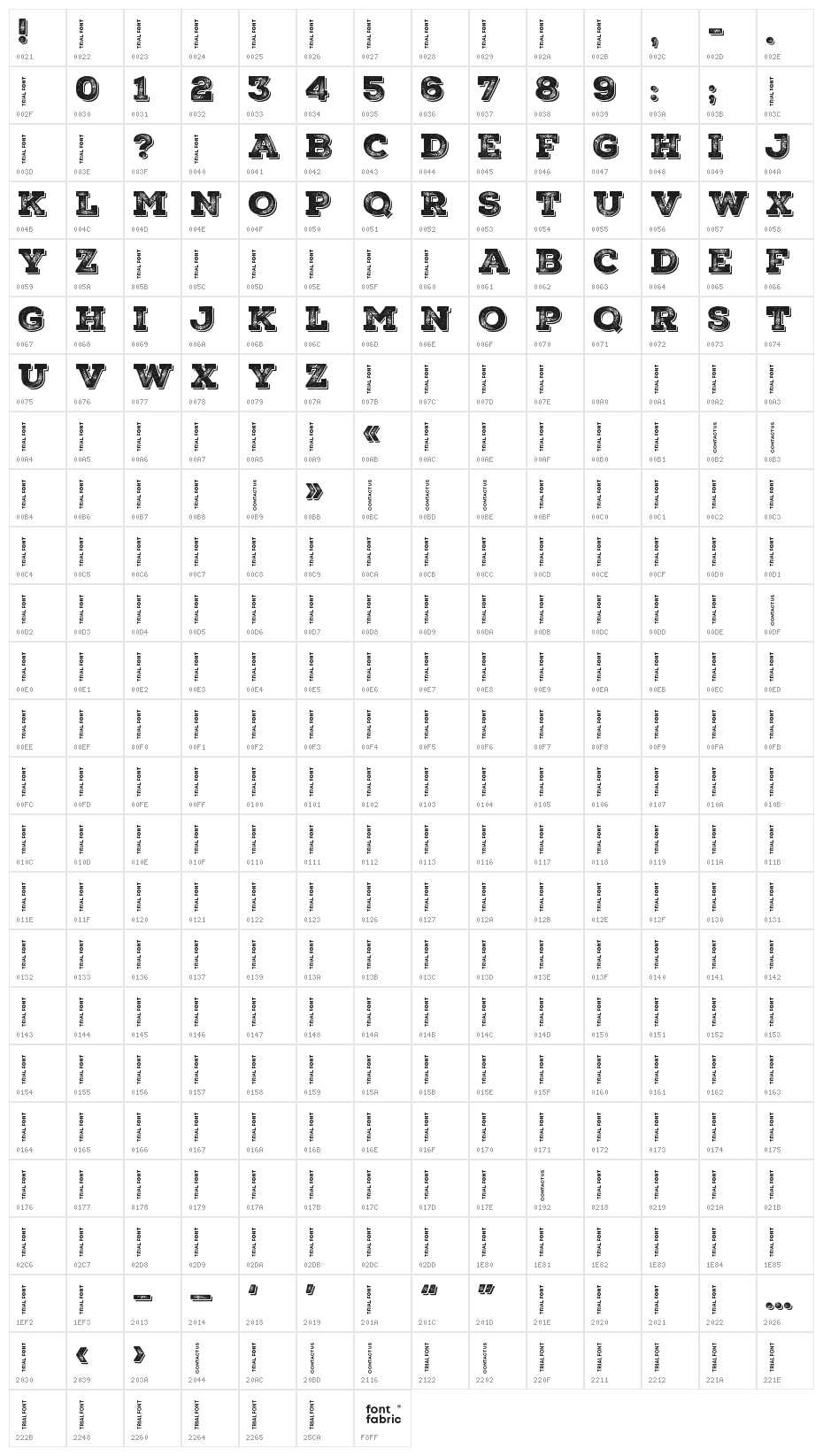 Nexa Rust Slab-Trial Black Shadow 3 Character Map