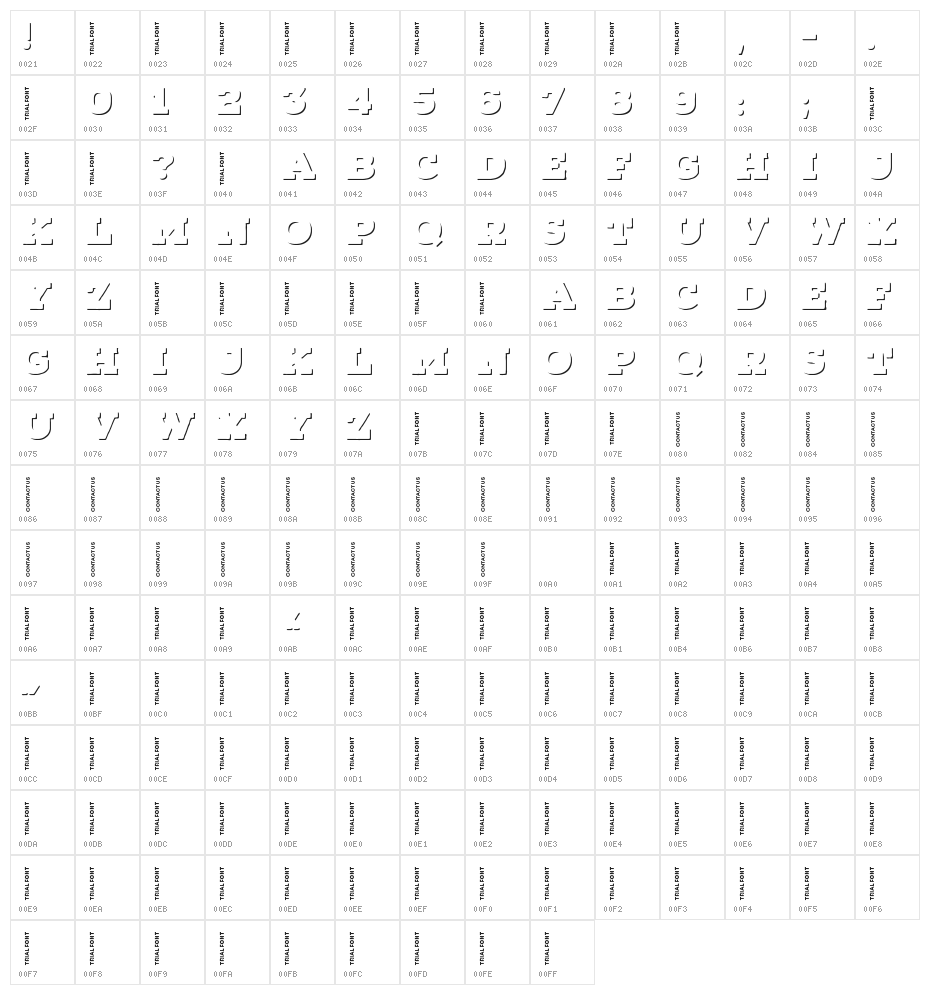 Nexa Rust Slab-Trial Shadow Character Map