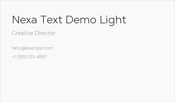 Nexa Text Demo Light Business Card
