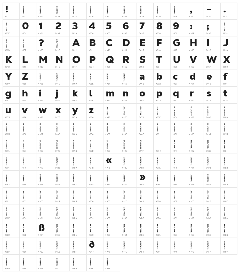 Nexa Text-Trial Black Character Map