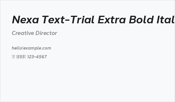 Nexa Text-Trial Extra Bold Italic Business Card