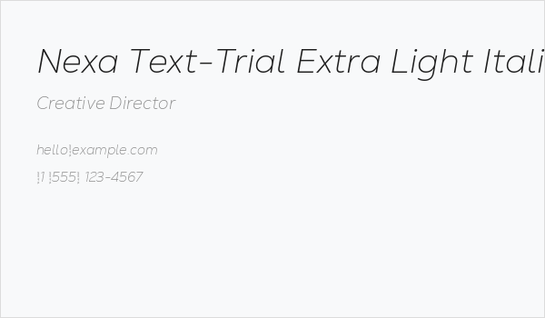 Nexa Text-Trial Extra Light Italic Business Card