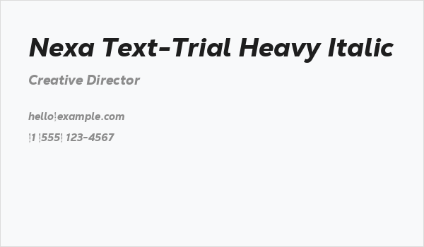 Nexa Text-Trial Heavy Italic Business Card