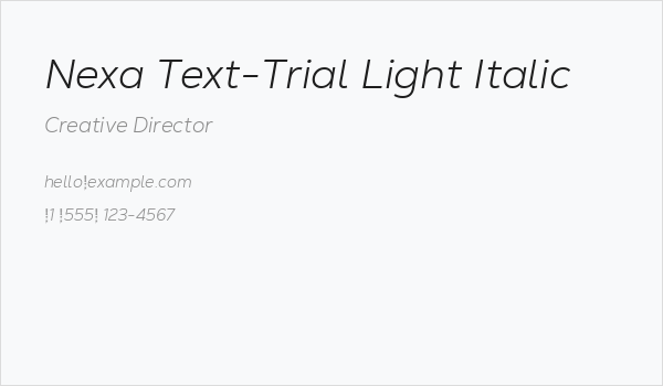 Nexa Text-Trial Light Italic Business Card