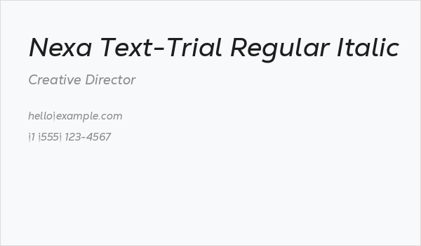 Nexa Text-Trial Regular Italic Business Card