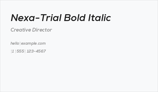 Nexa-Trial Bold Italic Business Card