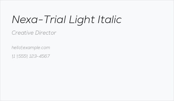 Nexa-Trial Light Italic Business Card