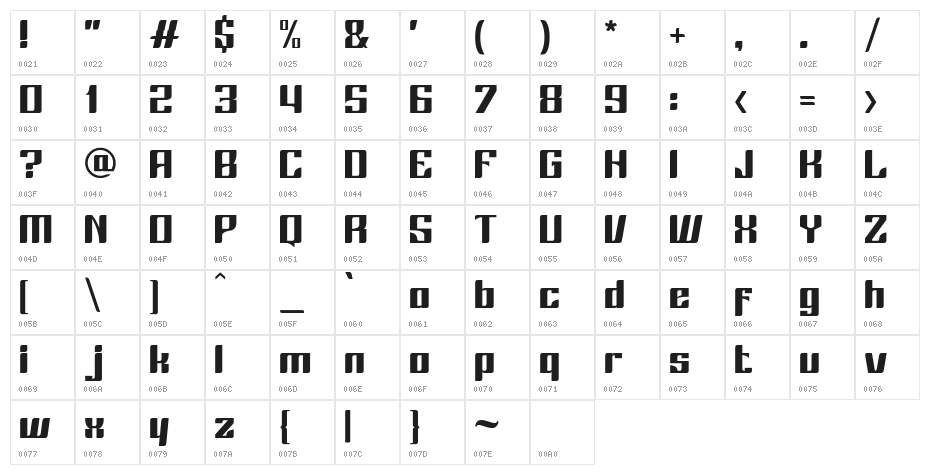 Nexhope Character Map