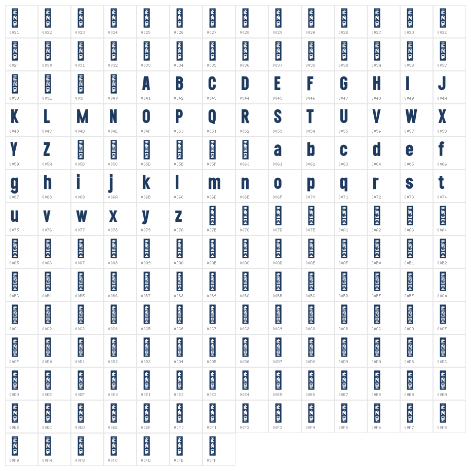 Nexline Regular Character Map