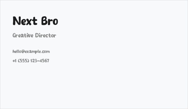 Next Bro Business Card