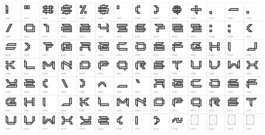 Next In Folded Line Regular Character Map