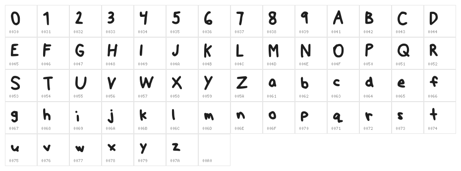 Nexzie Font Regular Character Map