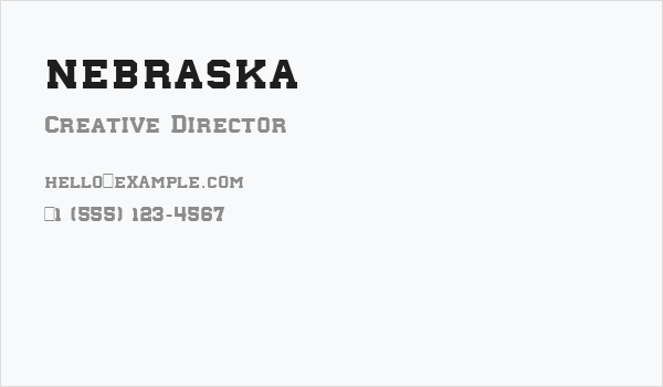nebraska Business Card
