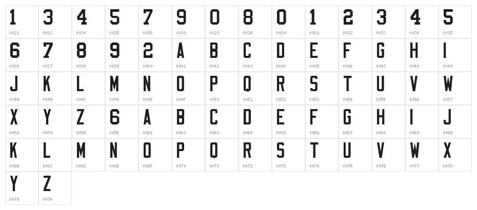 NFL Varsity Block D Character Map