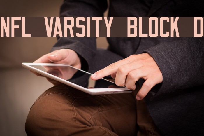 NFL Varsity Block D Font examples