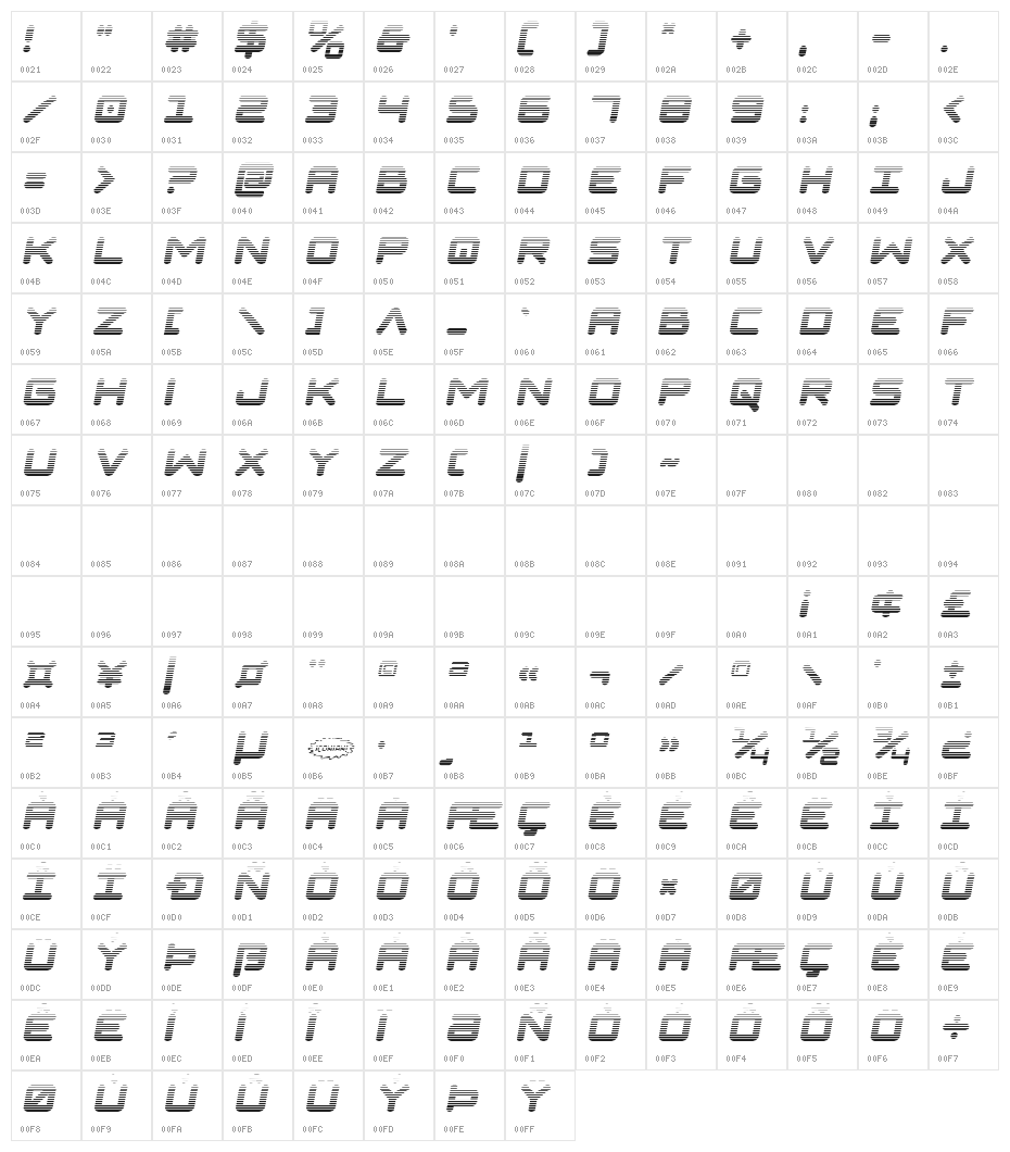 NGC 292 Gradient Semi-Italic Character Map