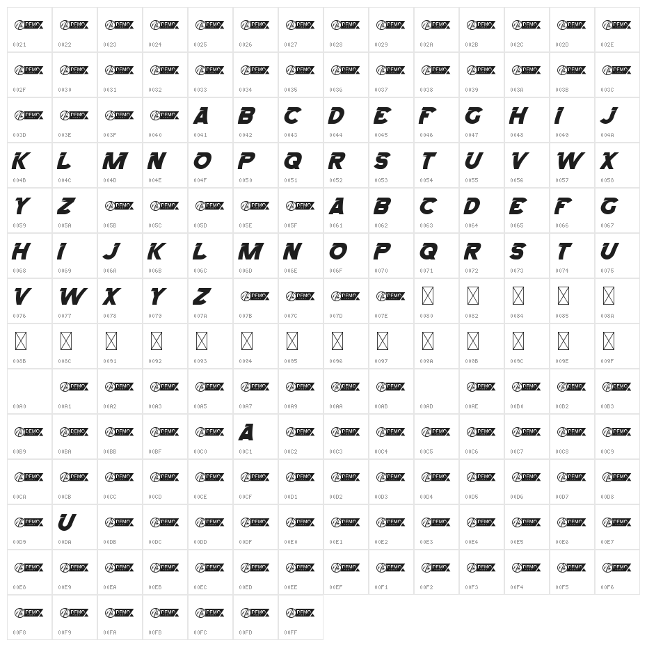 NgedriftDemo Character Map