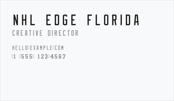 NHL Edge Florida Business Card