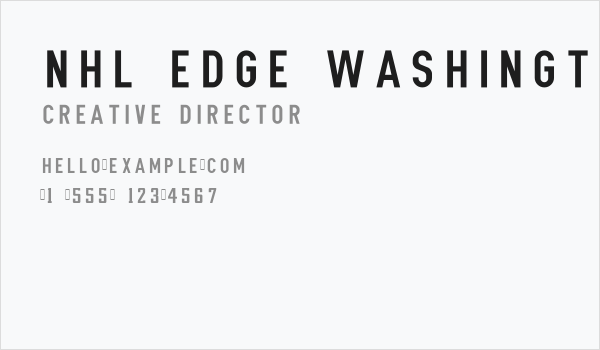 NHL Edge Washington Business Card