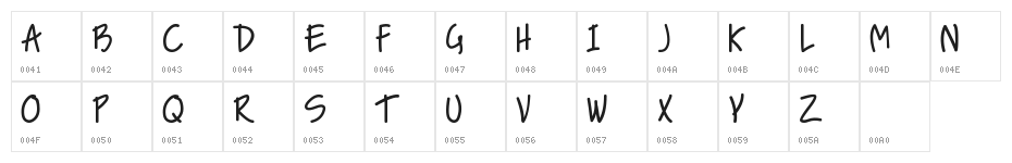 NICE LOVE THE SIMPLE FONT Character Map