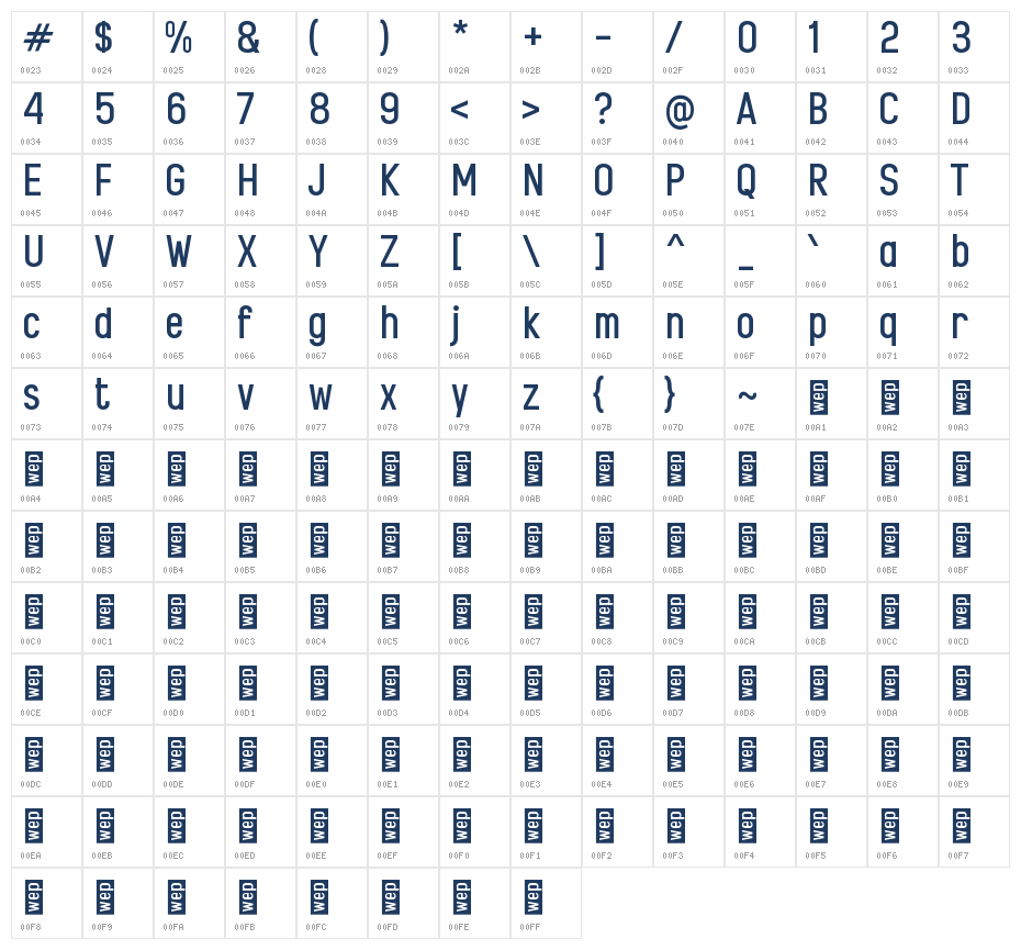 NIGHTASK Character Map
