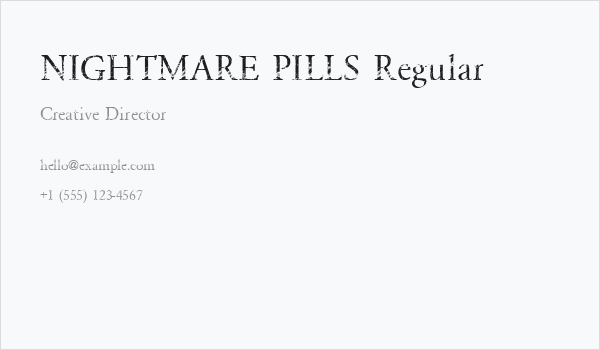 NIGHTMARE PILLS Regular Business Card