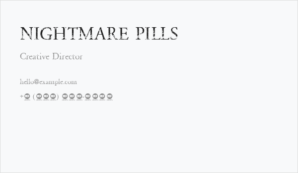 NIGHTMARE PILLS Business Card