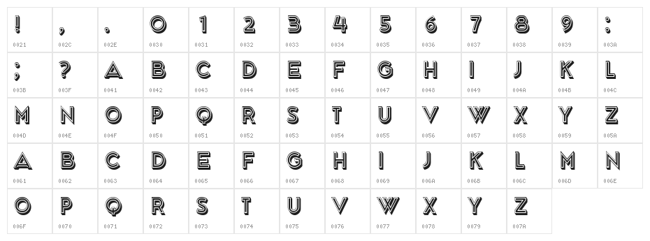 Niagara Regular Character Map