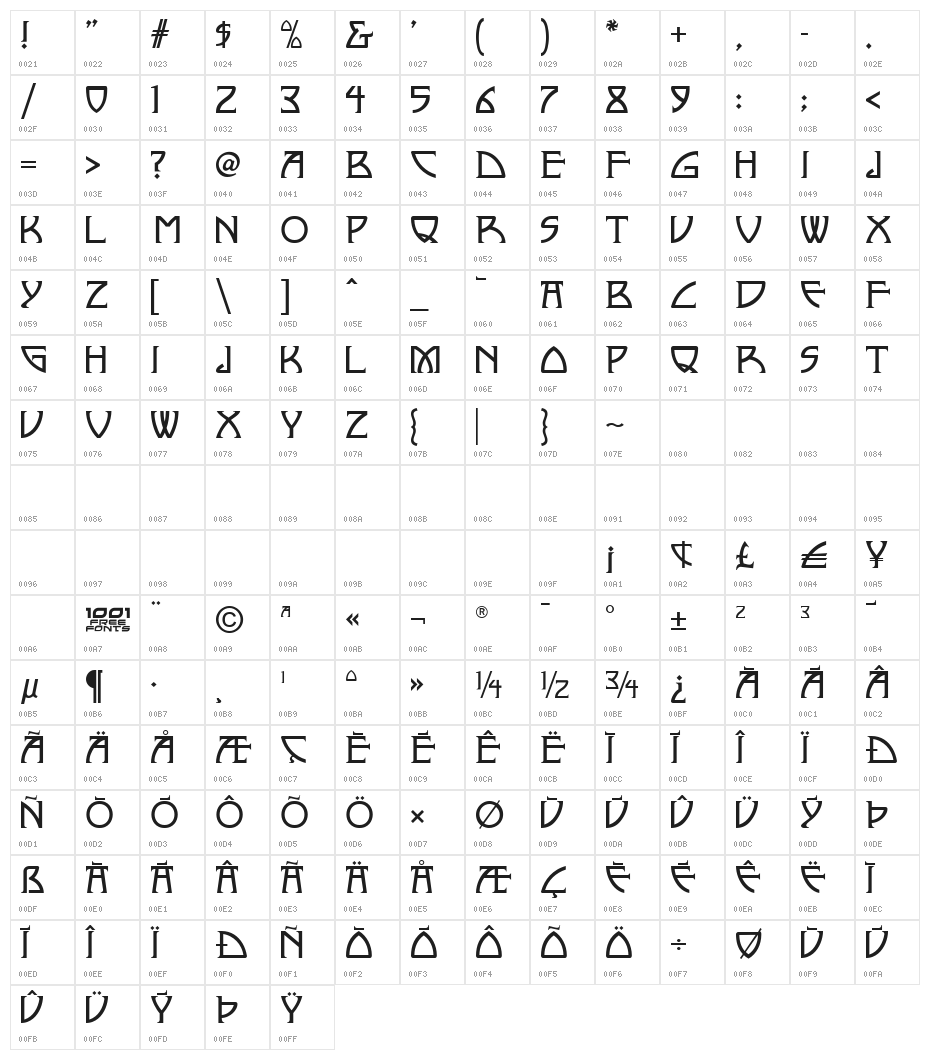 Nickley NF Character Map
