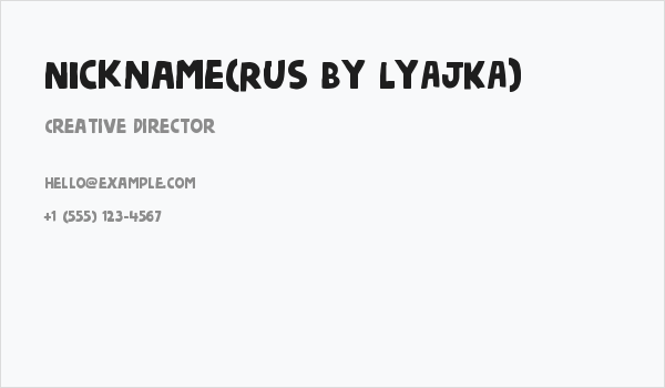 Nickname(RUS BY LYAJKA) Business Card