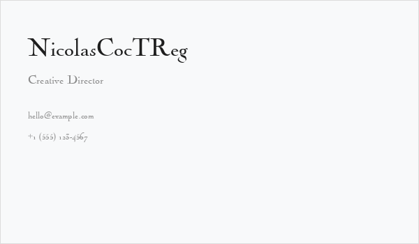 NicolasCocTReg Business Card