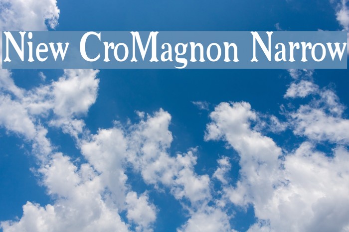 Niew CroMagnon Narrow Font examples